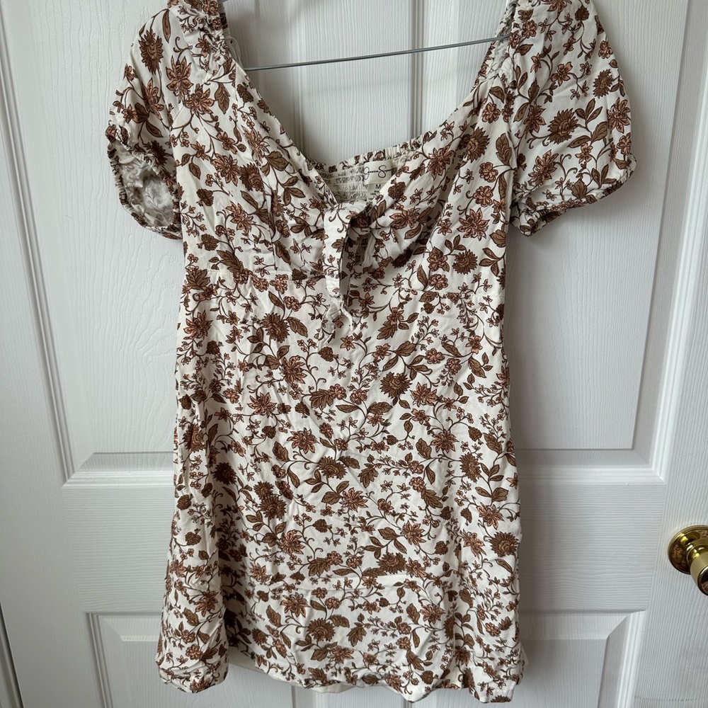 Jessica Simpson Brown and White Floral Dress